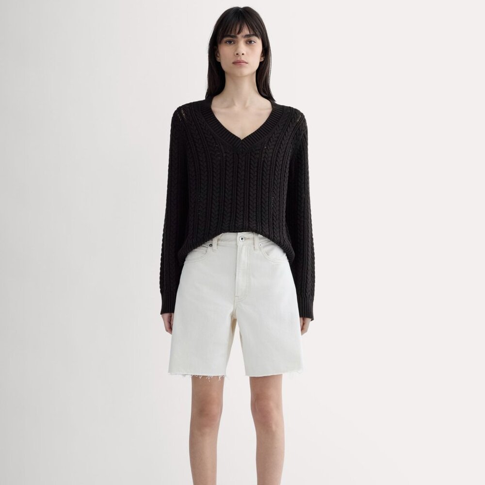 Everlane Women's OG Baggy Jean Short in Ecru, Size 27